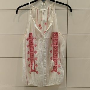 Joie cotton guaze embroidered top